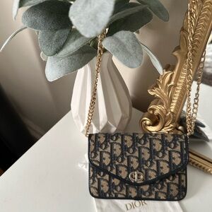 Vintage Christian Dior mini coin purse pouch OBLIQUE CANVAS & LEATHER POUCH